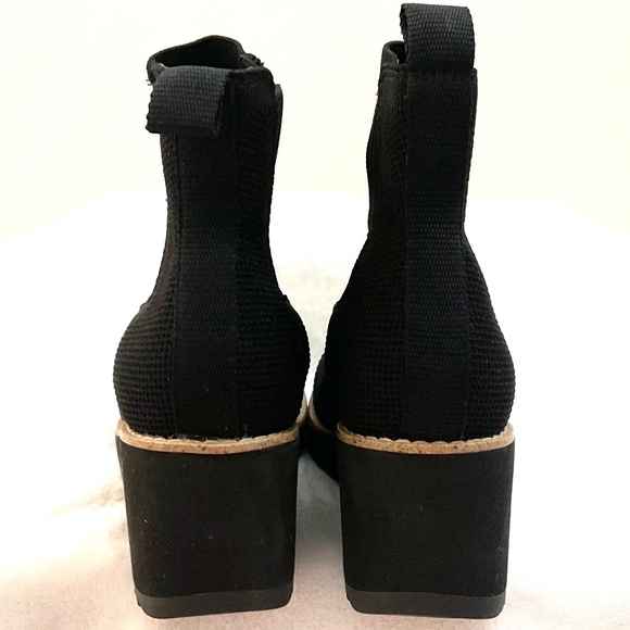Black Sofft Eiley Knit Upper Pull On Platform Wedge Chelsea Ankle Boots Size 6 - Picture 9 of 15